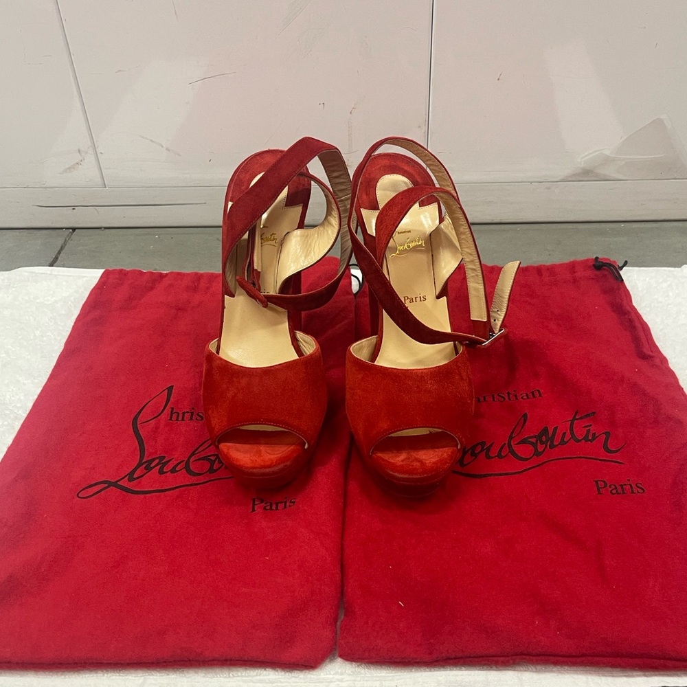 Christian Louboutin Red Peep-Toe Heels